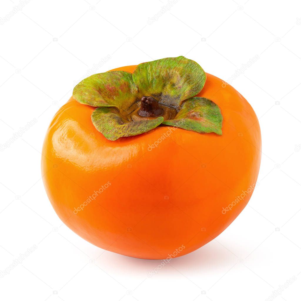 fresh ripe persimmons isolated on white background.