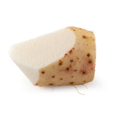 Yamaimo kökleri ve dilimleri veya beyaz arka üzerinde izole Çince Yam