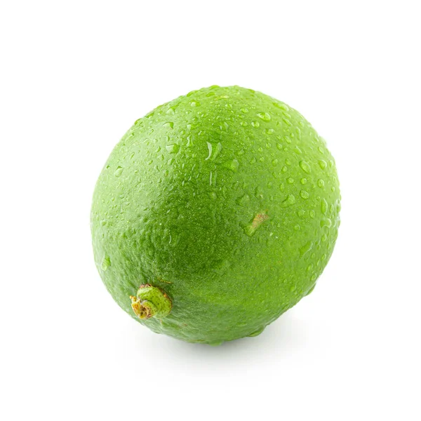 Limão verde fresco isolado sobre fundo branco — Fotografia de Stock