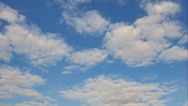 Time Lapse White Nuvens Fofas Céu Azul — Vídeo de Stock