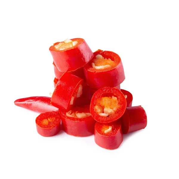 Chiles rojos aislados sobre un fondo blanco — Foto de Stock