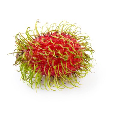 Beyaz arka planda izole edilmiş Rambutan tatlı meyvesi