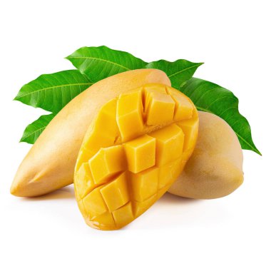 Sarı mango beyaz arkaplanda izole edilmiş..