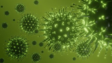Coronavirus 2019-ncov Mikroskop virüsü yaklaşıyor. 3d oluşturma.