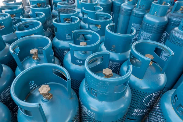 LPG gas bottle stack ready for sell, filling lpg gas bottle.