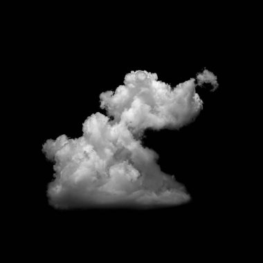 Beyaz bulut siyah arkaplanda izole olmuş gerçekçi bir bulut.