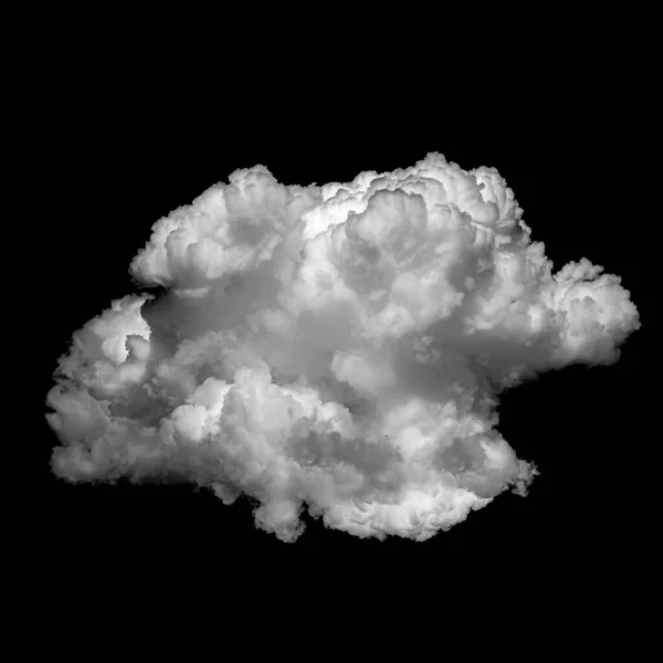 Біла Хмара Ізольована Чорному Фоні Реалістична Хмара — стокове фото