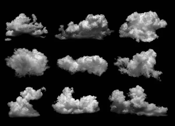 Biała Chmura Czarnym Tle Realistyczna Chmura — Zdjęcie stockowe