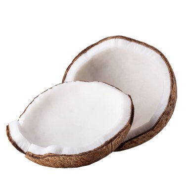 Beyaz arkaplanda izole edilmiş hindistan cevizleri.