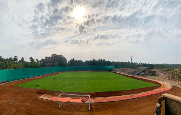 A big football ground is being built at Madh Island Mumbai.