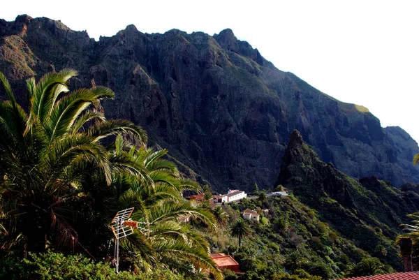 Difícil Acceso Escondido Montañas Barrancos Pequeño Paisaje Pueblo Masca Tenerife —  Fotos de Stock