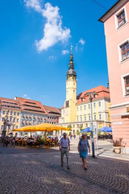 Bautzen 'de belediye binası olan ana pazar