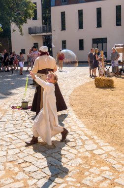 Bautzen, Yukarı Lusatia, Saksonya, Almanya 'daki Eski Kasaba Festivali' nde tarihi yeniden yapılanma