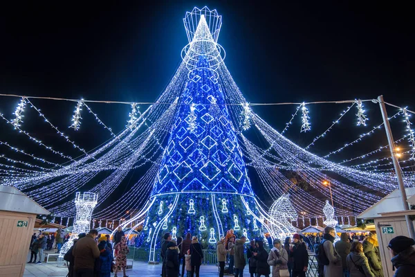 Árbol de Navidad en la Plaza de la Catedral de Vilna, Lituania —  Fotos de Stock