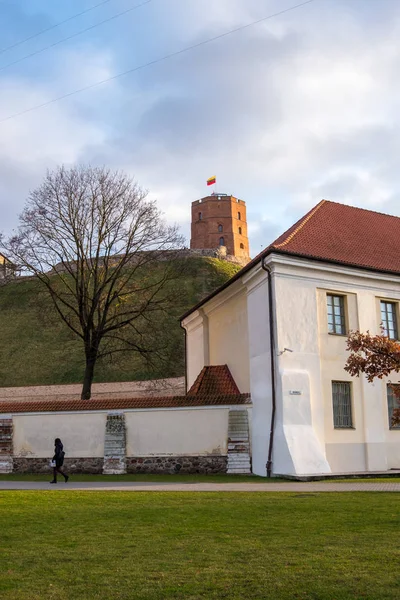 Muzeum Narodowe Litwy i pozostałości Zamku Górnego na wzgórzu w Wilnie — Zdjęcie stockowe