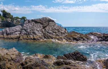Liguria, İtalya 'nın Cenova kenti yakınlarındaki Ligurian deniz kıyısındaki Bogliasco tatil beldesi.