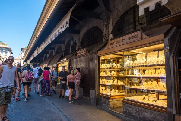 Florencia Italia Agosto 2019 Turistas Caminando Por Zona Comercial Del — Foto de Stock