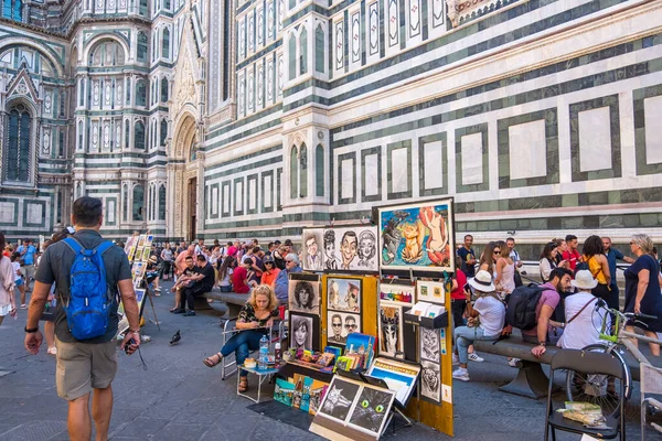 Florence Italie Août 2019 Des Artistes Peignent Vendent Leurs Peintures — Photo