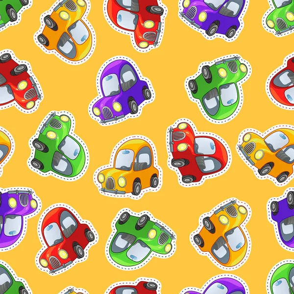Nahtloses Muster Mit Niedlichen Kinderautos Das Bild Ist Cartoon Stil — Stockfoto