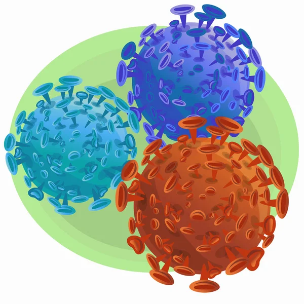 Απεικόνιση Των Απομονωμένων Πορτοκαλί Και Μπλε Μικροσκοπικών Κυττάρων Του Coronavirus — Διανυσματικό Αρχείο