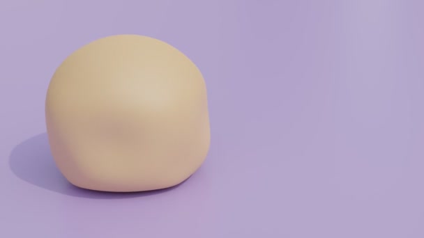 弾力のあるボールが落ちる 球の動きを変形させる ソフトボディ物理3Dレンダリング 1つの弾性形状バウンスの陽気なアニメーション 紫色の背景に落下するカラフルな流体オブジェクト — ストック動画