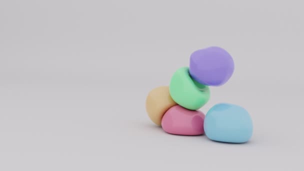Les Balles Gonflables Tombent Mouvement Des Sphères Morphing Physique Corps — Video