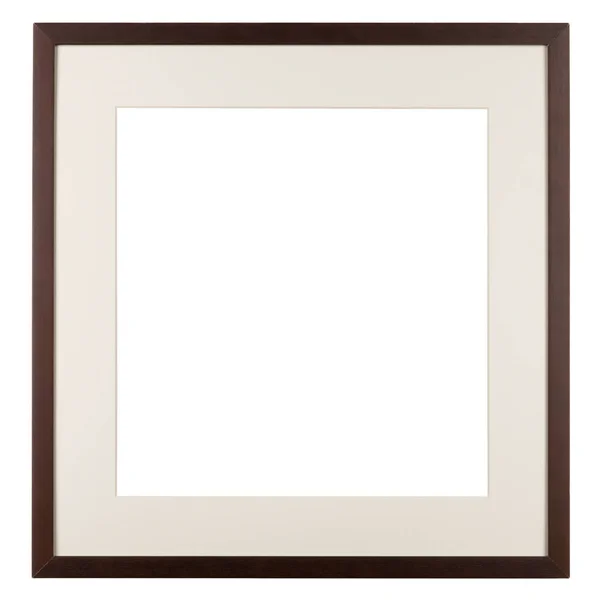 Empty Picture Frame Dark Stained Finish Mount — Stock Photo, Image