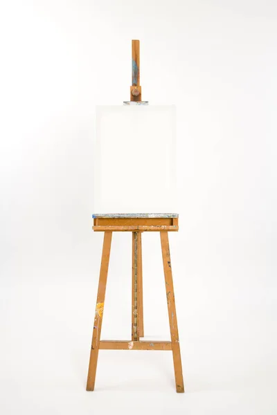 Well Used Artists Easel Blank Canvas Waiting — Stock Photo, Image