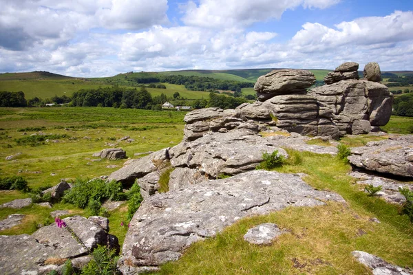 Hound Tor Dartmoor Devon Inghilterra Regno Unito — Foto Stock