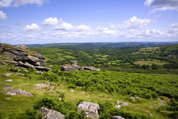 Una Vista Sulla Campagna Dartmoor Hound Tor Devon Regno Unito — Foto Stock