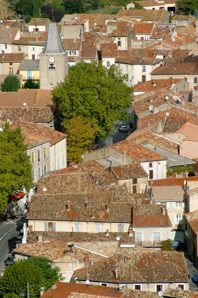 Kolorowe Stare Dachy Chinian Langwedocja Roussillon Francja Europa — Zdjęcie stockowe