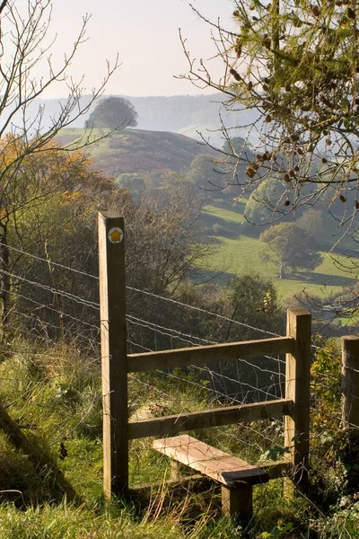 Autunno Vista Sul Sentiero Stile Valle Oltre Uley Bury Gloucestershire — Foto Stock