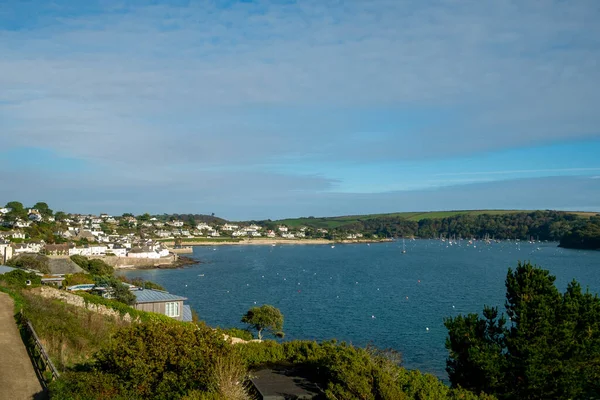 Ohlédnutí Přes Modré Moře Směrem Městu Mawes Cornwall Anglie Velká — Stock fotografie