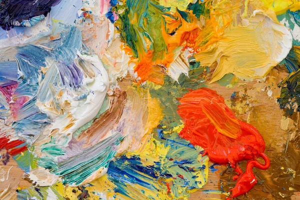 Artists Oil Paints Multi Coloured Close Semi Abstract — Stock Photo, Image