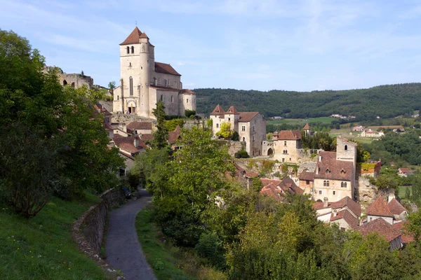 Historische Toeristische Trekpleister Van Cirq Lapopie Lot Midi Pyreneeën Frankrijk — Stockfoto