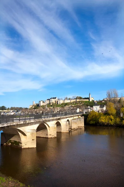 Chinon Town Chateau Seen Bridge Vienne Rive Indre Loire Francia —  Fotos de Stock