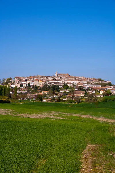 Pohled Historické Monflanquin Lot Garonne Francie Město Hilltop Bastide Členem — Stock fotografie