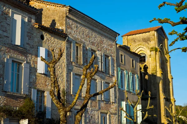 Keskeny Utcák Festői Építészet Történelmi Középkori Város Penne Agenaise Dombon — Stock Fotó