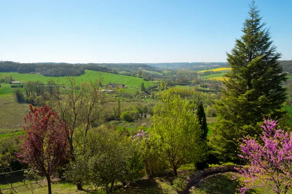 Vista Panorâmica Belverdere Pujols Lot Garonne França Esta Histórica Fortaleza — Fotografia de Stock