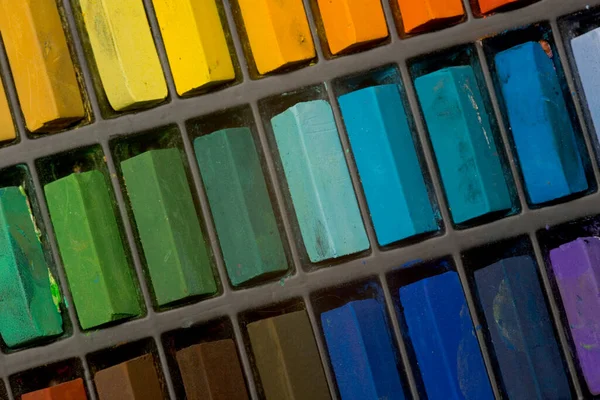 Artistas Multicolores Pastel Crayones Patrón Primer Plano — Foto de Stock