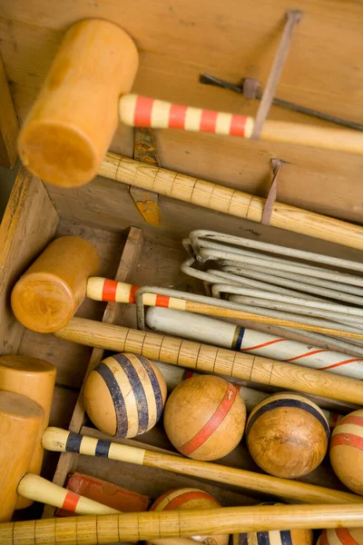 Eski Ahşap Kriket Oyunu Yakın Çekim — Stok fotoğraf