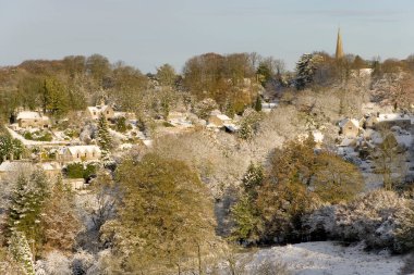 Bisley köyü, Cotswold, Gloucestershire, İngiltere, İngiltere 'ye kış manzarası
