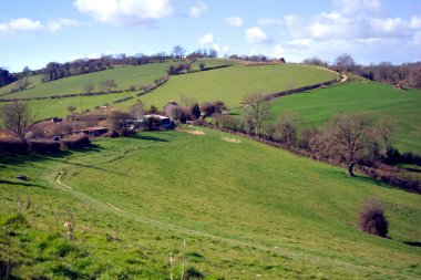 Cotswold Yolu Bath, İngiltere yakınlarındaki yuvarlanan kırsal alanda esiyor.