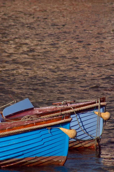 Blue Motor Boats Pattern Looe Cornwall England Europe — Stock Photo, Image