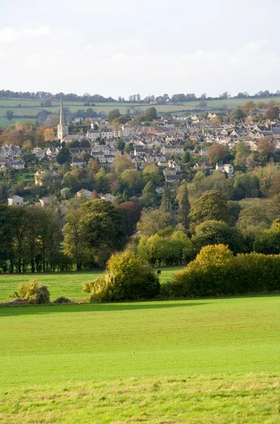 Soleil Bas Atmosphérique Vue Automne Depuis Bulls Cross Painswick Cotswolds — Photo