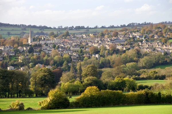 Sol Bajo Atmosférico Vista Otoño Desde Bulls Cross Painswick Cotswolds —  Fotos de Stock