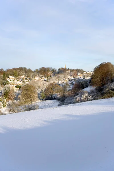Anglie Gloucestershire Cotswolds Zimní Slunce Malebné Vesnici Bisley Pod Sněhovou — Stock fotografie