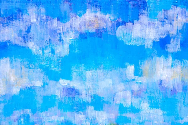 技術を示すアクリル絵具の詳細 雲との完全なフレーム青い空の背景 — ストック写真