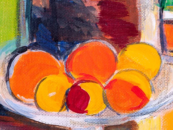 Details Acrylic Paintings Showing Colour Textures Techniques Detail Sketch Fruit — Stock Photo, Image
