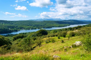 Gummers 'a giden yoldan Windermere Gölü' nün güney ucundaki manzara ne kadar güzel bir yaz sabahıydı. Gummers. Cumbria, İngiltere 'de nasıl iyi bilinen bir bakış açısı..